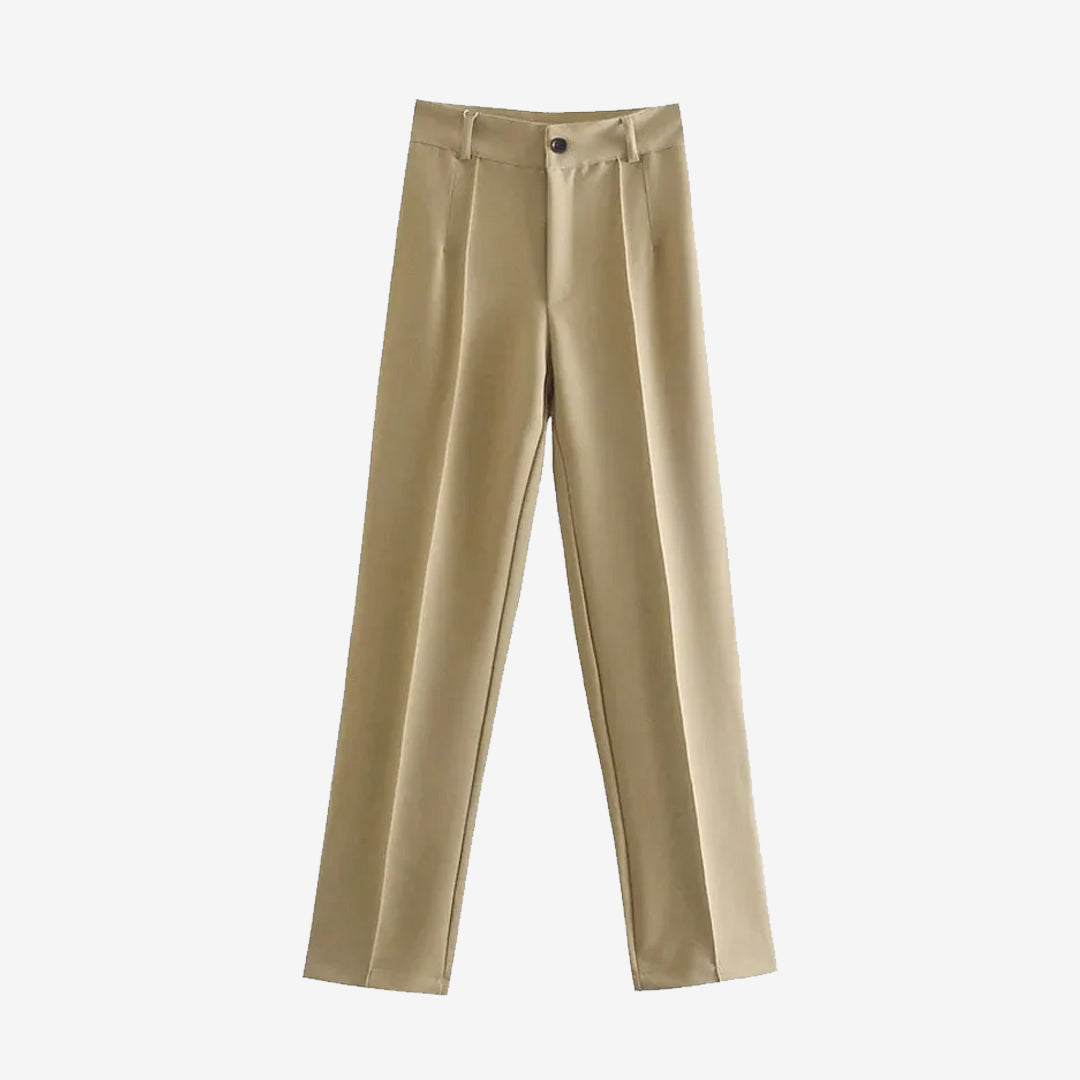 High Waist Straight Trousers Zipper Fly