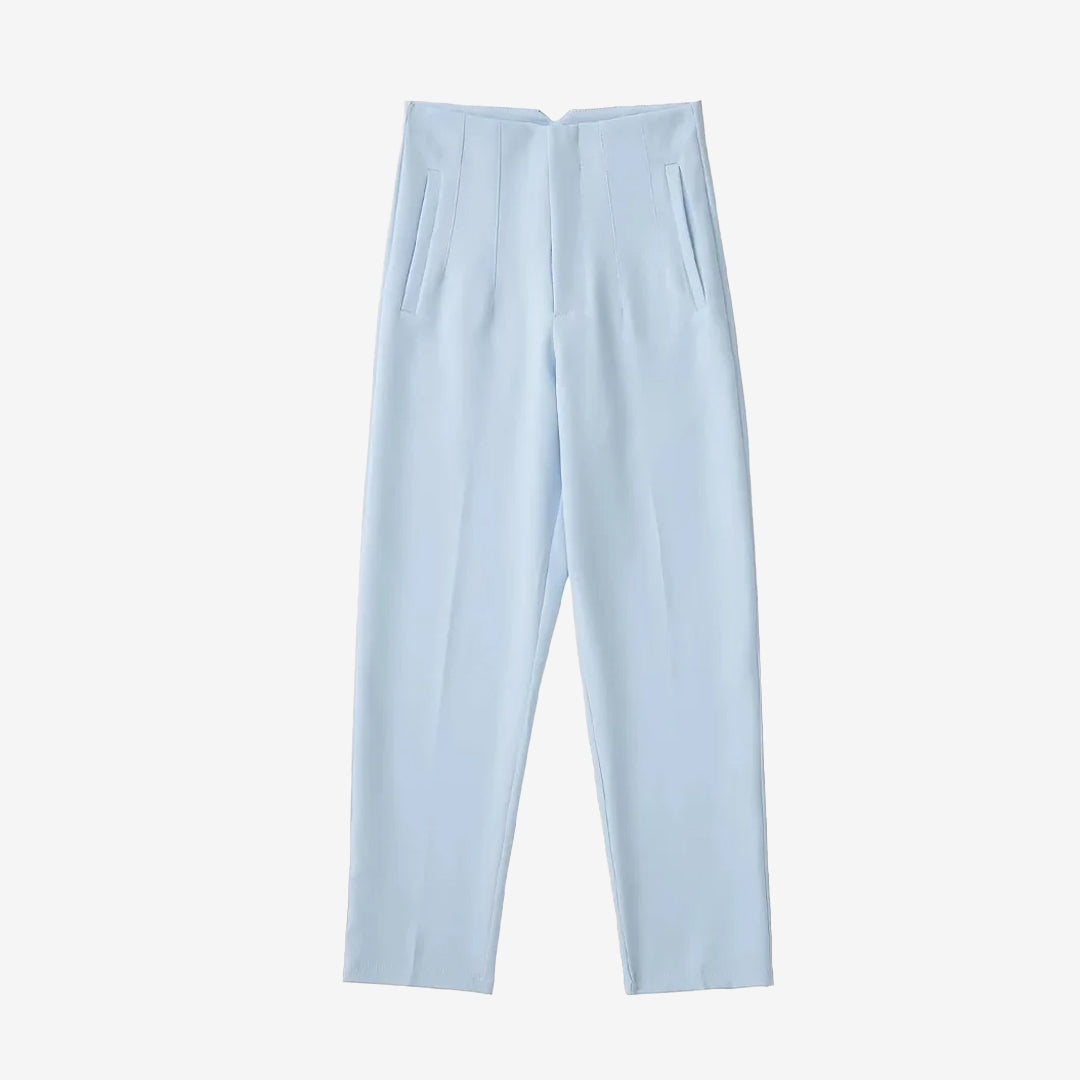 High Waist Trousers with Seam Detail and Zipper Fly