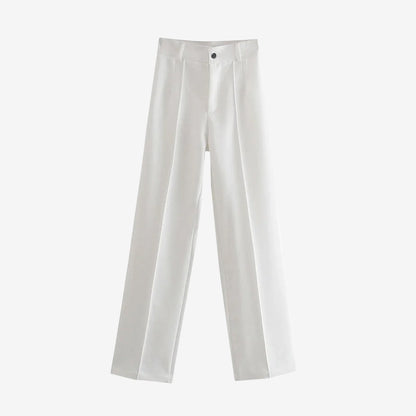 High Waist Straight Trousers Zipper Fly