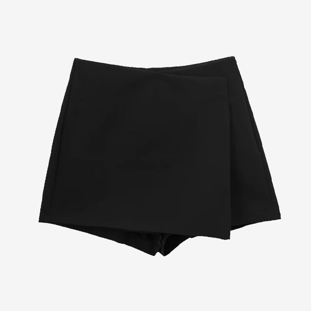 Asymmetric Skort High Waist Side Zipper