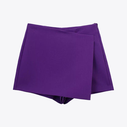 Asymmetric Skort High Waist Side Zipper