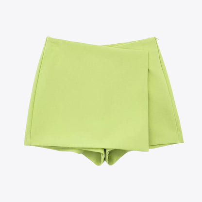 Asymmetric Skort High Waist Side Zipper