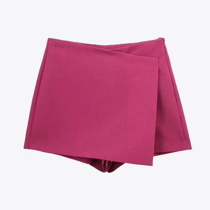 Asymmetric Skort High Waist Side Zipper