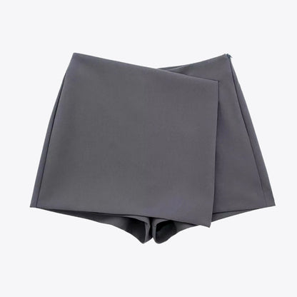 Asymmetric Skort High Waist Side Zipper