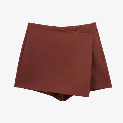 Asymmetric Skort High Waist Side Zipper