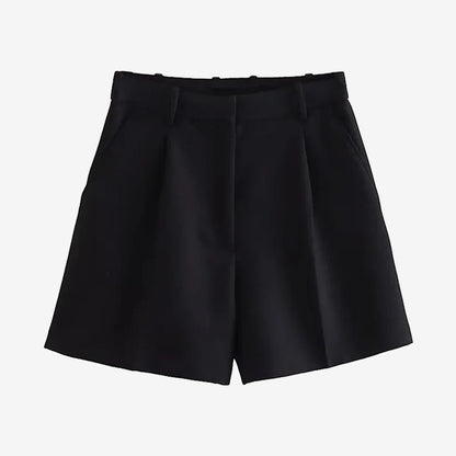 Women’s High Waist Bermuda Shorts with Side Pockets