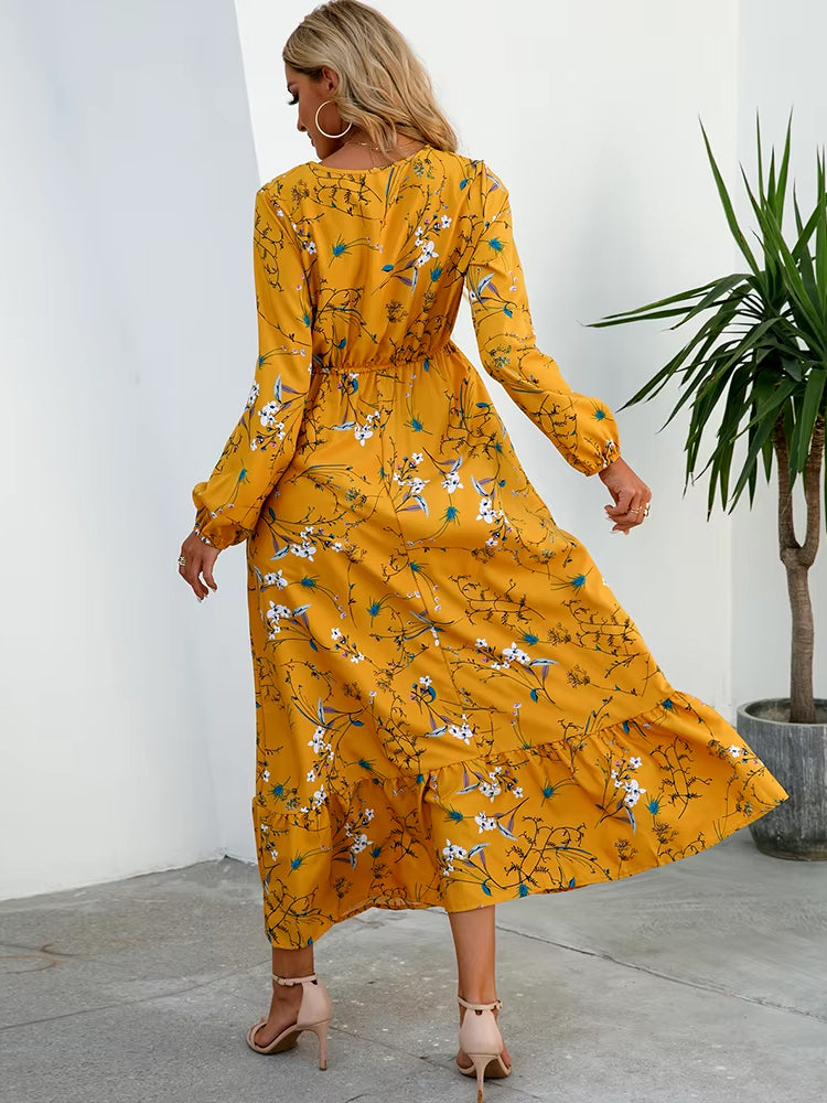 Olivia Dress Long Sleeve High Waist Chiffon Floral