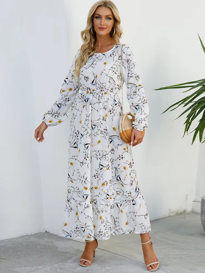 Olivia Dress Long Sleeve High Waist Chiffon Floral