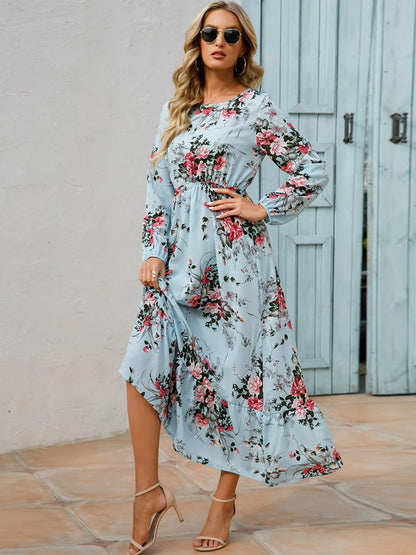 Olivia Dress Long Sleeve High Waist Chiffon Floral